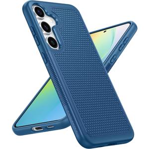 FNTCASE for Samsung Galaxy S24 Case: Dual Layer Heavy Duty Cell Phone Protective Cover Shockproof Rugged with Non-Slip Textured - Military Drop Protection Bumper Tough - 2024, 6.2inch Blue