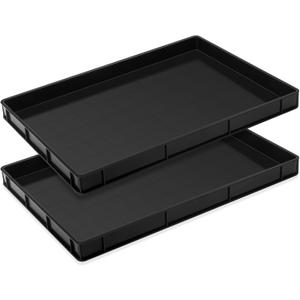 Baderke 1 Pc 24 x 15.5 Inches Oil Drain Pan for Changing Leak Proof Mini Fridge Drip Tray Plastic Oil Change Pan for Mini Fridges Air Conditioners Machinery Under Car (Black,1.89 Inch)