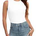 AUHEGN Tank Tops for Women Summer Sleeveless Racerback Casual Basic Ribbed Slim Fitted Shirts White Size 2XL