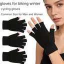 monochef Fingerless Gloves Half Finger Winter Warm Knit Thermal Working Running Biking Driving Typing Men Women Black (Black)