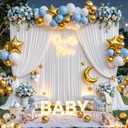 10x8ft White Backdrop Curtains for Parties Wrinkle Free Fabric Backdrop Curtain Wedding Photo Drapes Backdrop for Birthday Party Baby Shower Bridal Shower Photography Back Drop 2 Panels 5x8FT