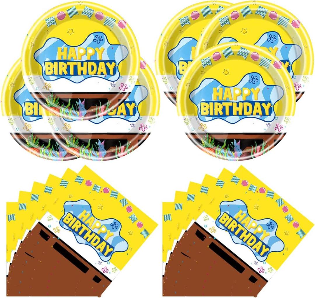 Yellow Birthday Party Supplies, 20 Plates and 20 Napkins, Yellow for Kids Birthday Party Decorations