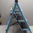 3 Step Ladder, Folding Step Stool for Adults, Lightweight Aluminum Step Ladder, Portable 330 LBS Capacity Ladders for Home Kitchen Library Office, Small Step Stools with Anti-Slip Wide Pedals, Blue