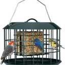 Kingsyard Squirrel Proof Suet Feeder, Cage Bird Feeders for Outdoors Hanging, All Metal, Double Suet Cake Capacity, Tray & Weatherproof, Green