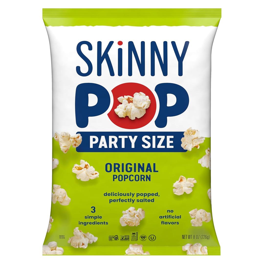 SkinnyPop Popcorn, Original, Whole Grain, Dairy-Free Snack, 8oz Family Size Bag (EXP 10/22/27)