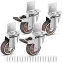 Nefish 3 Inch Side Mount Casters Wheels, L-Shaped Rubber Caster Set of 4, Ball Bearing 360 Degree Plate Swivel Castors Wheel 1000 LBS, Casters Wheels for Furniture, Baby Bed, Kitchen, Cabinet, Table