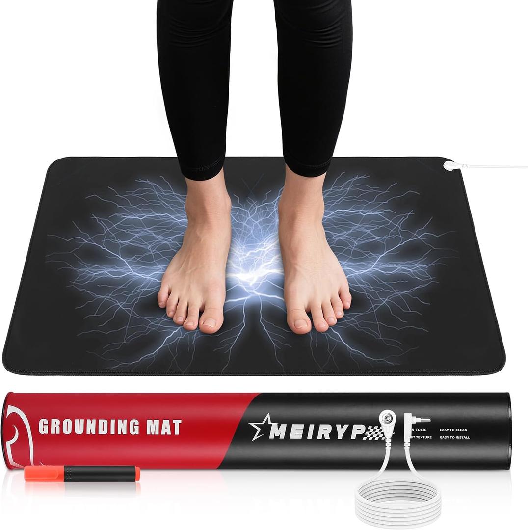 Professional Grounding Mat with Carbon Fiber Technology | 24"x16" Indoor Earthing Pad + 15ft Medical-Grade Cord | Cellular Energy Renewal & Inflammation Support