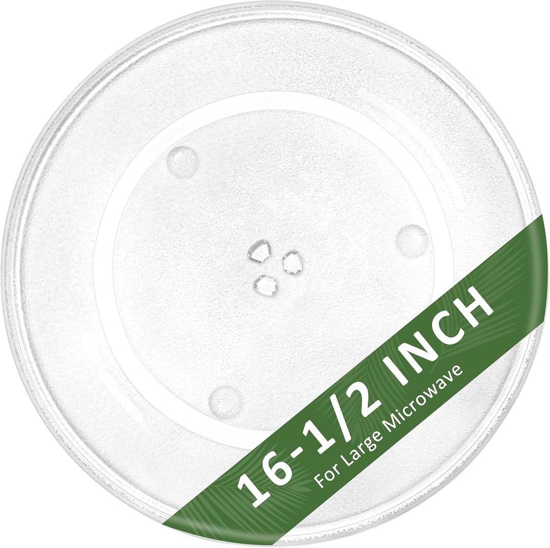 16.5 Inch Microwave Glass Plate Replacement for P-anasonic Microwave Replacement Plate F06014M00AP, G-E WB48X10046 Microwave Turntable Plate, F-rigidaire 5304519348 Rotating Glass Plate by Fetechmate