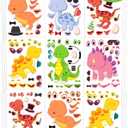 24 Pcs Make Your Own Dinosaur Sticker Sheets, Dinosaur Party Favors Face Stickers for Kids Boys Toddlers Crafts Activities Gift Bags Birthday Party Valentines Day Gifts for Kids Classroom