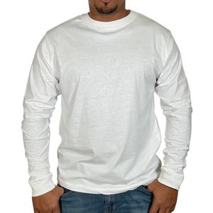 BROOKLYN VERTICAL Mens Long Sleeve Cotton T Shirt Crew Neck White (4X-Large)