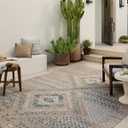 Loloi Amber Lewis Topanga Collection TOP-04 Natural/Aqua 2'-3" x 3'-9" Indoor/Outdoor Area Rug
