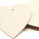 5 Pcs 3.9 x 3.9 inch Wood Heart Blank Unfinished Wooden Slices Discs Cutout Pieces DIY for Valentine's Day, Wedding, Thanksgiving, Christmas
