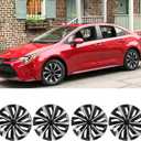 DREAMIZER 16 Inch Hubcaps Set Universal Wheel Rim Covers Replacement Snap on Hub caps Silver Black Full Hubcaps Set of 4 Compatible with Honda Toyota Corolla Nissan Most Cars SUV Truck