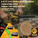 8"&10" Mini Chainsaw Cordless Compatible with Dewalt 20V MAX Battery,Brushless Electric Chain saw Handheld ChainSaws for Wood Cutting, Tree Trimming and Branch Pruning (Battery Not Included)
