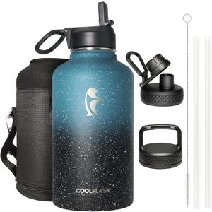 Coolflask 64 oz Water Bottle Insulated with Straw&3 Lids, Half Gallon Water Jug Galaxy Large Metal Stainless Steel Vacuum Flask for Gym, Sports and Travel, Keep Cold 48H Hot 24H,Turquoise Coolflask 64 oz Water Bottle Insulated with Straw&3 Lids, Half Gallon Water Jug Galaxy Large Metal Stainless Steel Vacuum Flask for Gym, Sports and Travel, Keep Cold 48H Hot 24H,Turquoise