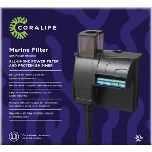 Coralife Aquarium Fish Tank Marine Salt Water Filter And Protein Skimmer, Up to 30 Gallons
