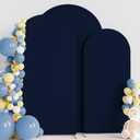 Wokceer Wedding Arch Backdrop Cover 7.2FT, 6.6FT, 6FT Set of 3 Spandex Fitted Navy Blue Arch Covers for Round Top Chiara Arch Backdrop Stands Cover for Birthday Party Ceremony Decor