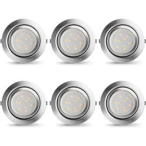 Under Cabinet Lighting Dimmable LED Puck Lights,Recessed Mount,12V Low Volt,60mm Cutout Haolgen Bulb Replace,Small Puck Light Plug in for Curio,Book Case,Display Shelf,6000k Cold White,6pcs