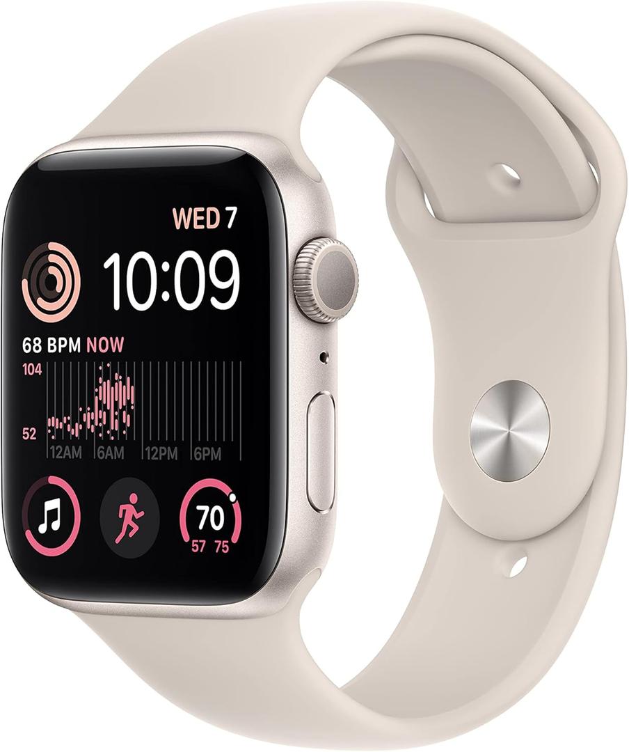 Apple Watch SE (2nd Gen) [GPS 44mm] Smart Watch w/Starlight Aluminum Case & Starlight Sport Band - M/L. Fitness & Sleep Tracker, Crash Detection, Heart Rate Monitor, Retina Display, Water Resistant