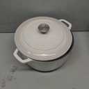Mueller Cast Iron Dutch Oven Pot with Lid, 6 Quart Enameled, Dual Handles, Stainless Steel Knob, Stew & Induction Pot - For Braising, Roasting, Baking, Cast Iron Bread Pan with Lid, White
