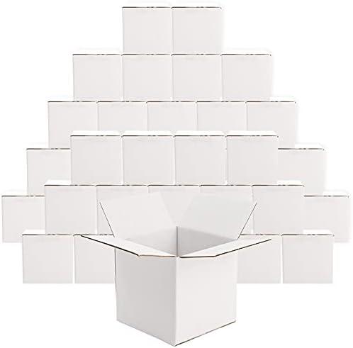 Peohud 40 Pack Small Shipping Boxes, 4 x 4 x 4 Inches White Corrugated Cardboard Box, Mailing Box for Shipping, Packing Storage, Gift Box, Recyclable