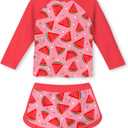 Vogseek Girls Rash Guard Two Pieces Swimsuit Long Sleeve Bathing Suit for 3-10 Years (Pink)
