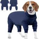 IECOii Dog Cold Weather Coat, Fleece Dogs Sweaters with Long Sleeves for Small Medium Breeds Boy, Warm & Stretchy Pajamas Jammies for Indoor Outdoor, Machine Washable,Navy Blue, Size L (Large(Chest: 23.6in))