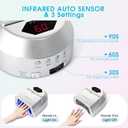 72W UV LED Nail Lamp with Fan, Rechargeable Cordless Nail Dryer, Professional Gel Polish UV Light with Portable Handle, LCD, Auto Sensor
