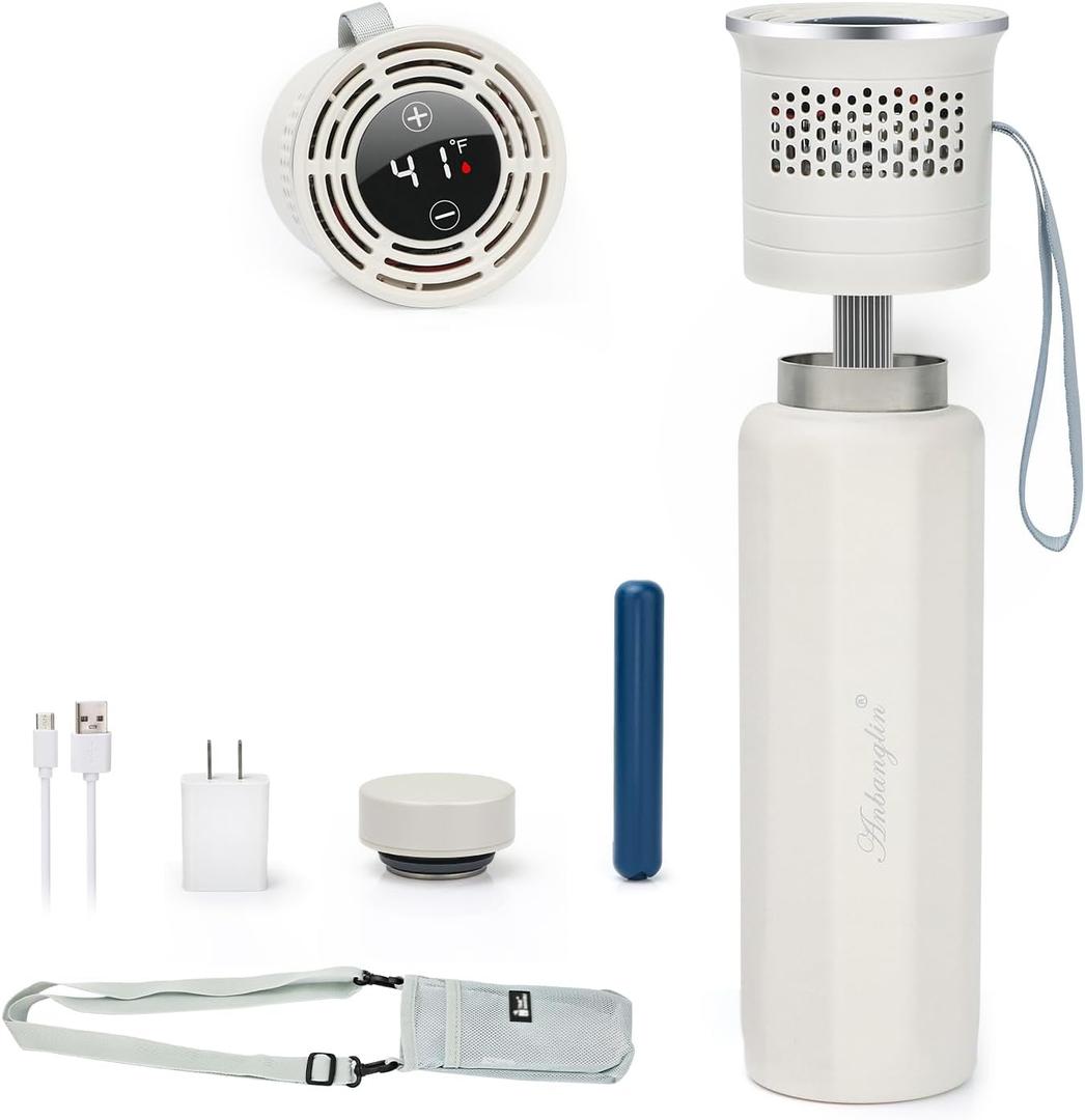 Electric Insulin Cooler Travel Case, TSA Approved Medication Cooler for Travel Hold 17 Medication Pens, 36-68F OnTheGo Medicine Diabetes Travel Case with Digital Display & Icicle, White