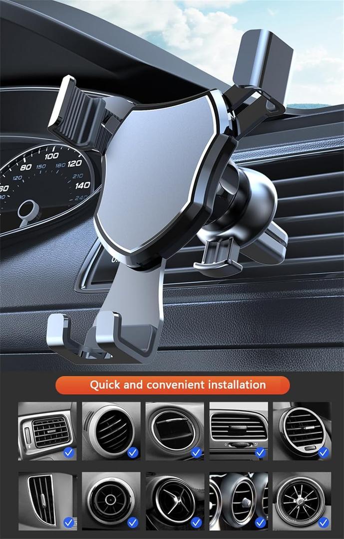 Universal Gravity Phone Holder, Car Vent Phone Mount, Black (4.7-7.5 inches, iPhone, Sony, HTC)