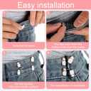 72PCS Pant Waist Tightener for Women, Jean Clips to Tighten Waist Adjustable Pants Button Tightener No Sewing Decoration Accessories Waistband Tighteners for Jeans, Skirts (12 Sets)