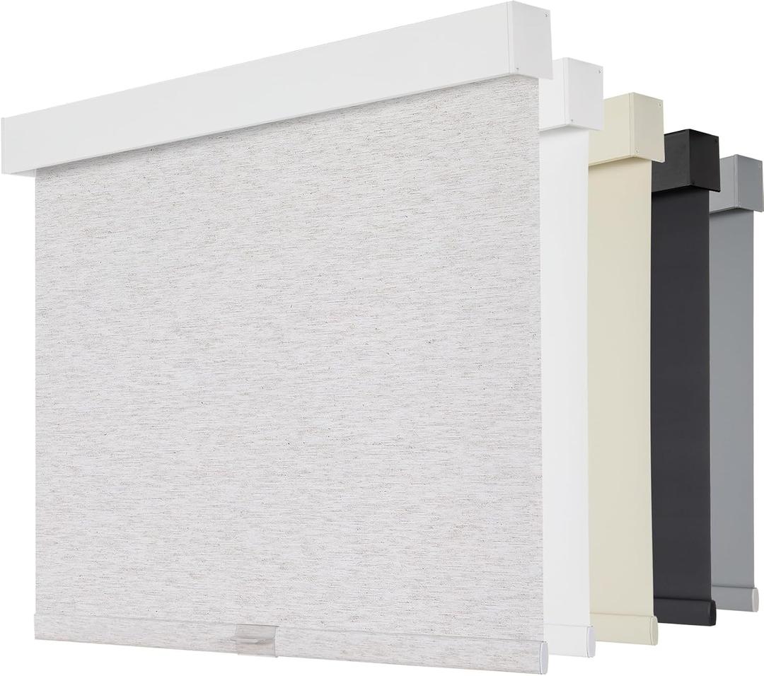 Persilux Cordless Blackout Roller Shades for Indoor Windows, Pull Down Blinds with Valance, Thermal Insulated Fabric, UV Protection Shades for Home and Bedroom (Linen,27" W x 72" H)