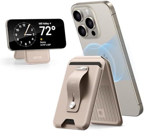 ESR for Magsafe Wallet with Full Find My Functionality, Magnetic Geo iPhone Wallet, Up to 3,000g Magnet Strength, Card-Holder with Adjustable Stand, for iPhone 16/15/14/13/12 Series, Desert