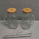 24 OZ Mason Jar Drinking Glasses with Bamboo Lids and Stainless Steel Straws for Party Beverages,Iced Coffee 2Pack