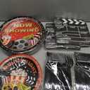 200pcs Movie Night Party Supplies Decorations Movie Popcorn Theme Paper Plates Napkins Now Showing Red Carpet Disposable Tableware Set for Birthday Party Favors Serve 50