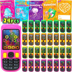 24pcs Water Games Handheld Valentines Day Cards Gifts For Kids Water Ring Game Toys With Valentines Greeting Cards Valentines Party Favors Classroom Exchange Gifts School Supplies Goodie Bag Bulk Toy