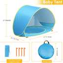 Baby Beach Tent with Pool, Pop Up Sun Shelter UPF 50+ UV Protection for Infant Toddlers, Portable Shade Tent with Carry Bag for Beach Outdoor Travel