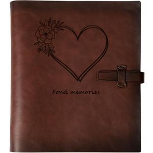 Photo Album 4x6 200 Photos, Genuine Leather Albums Page Refillable with 30 Pieces Writing Paper, Best Gift for Travel Wedding Kids Graduation Baby Picture Album Scrapbook