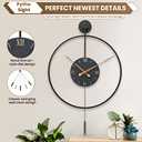 Large Modern Wall Clock,Wall Clocks for Living Room Decor,Classical Metal Minimalist Roman Numeral Dial,Big Decorative Farmhouse Pendulum Wall Clock With Walnut Pointers for Office,Dining Room (20x31 inch, Black)