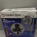 Comfort Zone 16-Inch Oscillating Pedestal Fan with Remote Control, 3-Speed High-Velocity Cooling, Adjustable Height & Tilt, Quad-Pod Folding Base, Black ETL Listed