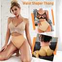 Werena Tummy Control Thong Shapewear for Women Seamless Shaping Thong Panties Body Shaper Underwear (Beige, L)