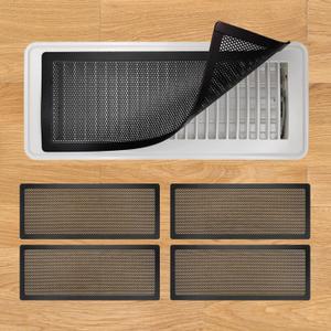 Floor Register Vent Cover, 4"x10" Magnetic Air Vent Screen Mesh Covers for Home Floor/Wall/Ceiling Registers Air Vent Filters, Black (4 Packs)