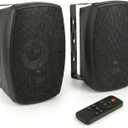6.5 Inch Wall Mounted Bluetooth 5.4 Speakers, Peak 400W Indoor/Outdoor Waterproof Multi-Sync 200 Speakers/Auto-Pairing Auracast/Remote Control, 120 FT Range for Patio/Garage/Home (NO MIC,Black, Pair)