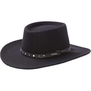 Stetson Men's Hawk Crushable Wool Gambler Hat Black Medium