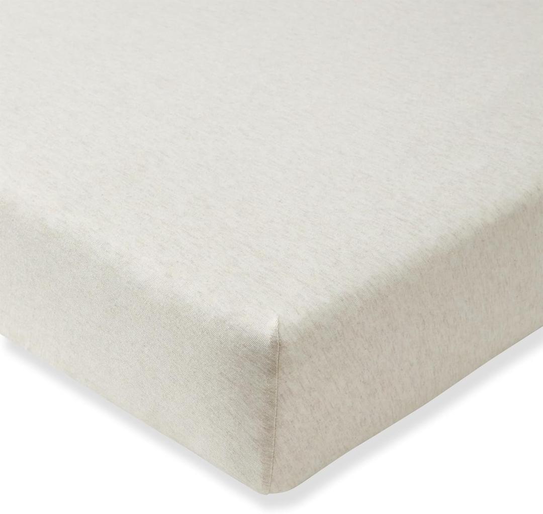 Burt's Bees Baby Essential Organic Cotton Fitted Crib Sheet, Breathable for Boy Girl Standard Crib & Toddler Mattresses (1-Pack, Oatmeal)