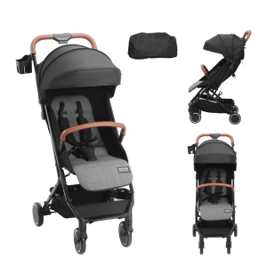 VEVOR Standard Baby Infant Stroller, Toddler Stroller with 95°-150° Adjustable Backrest & & 0/90°Adjustable Footrest & One-click Folding, Newborn Stroller with Cup Holder and Carry Bag, Black