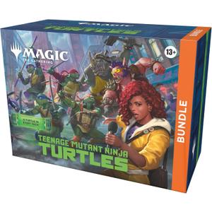 Magic: The Gathering | Teenage Mutant Ninja Turtles - Bundle | 9 Play Boosters, 30 Lands, Foil Alt-Art Promo Card + Exclusive Accessories | Collectible Trading Card Game, 26.751 Cubic Inches