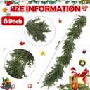 Crowye 6 Pcs 6ft Christmas Cedar Garland Artificial Pine Christmas Garland Realistic Winter Greenery Garland Green Pine Cypress Vines for Holiday Mantel Fireplace Table Centerpiece Xmas Decor
