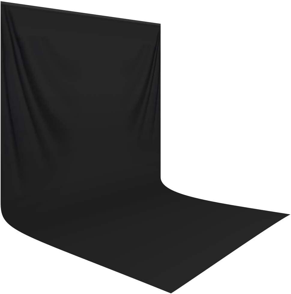 HEMMOTOP Black Backdrop Background,10x20 ft Black Backdrop Screen for Photoshoot, Black Photo Backdrop Cloth for Party, Photography, Photo Video Studio and Television (Backdrop only)