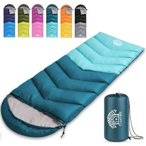 Sleeping Bag 4 Seasons Adults & Kids for Camping Hiking Trips Warm Cool Weather,Lightweight and Waterproof with Compression Bag,Indoors Outdoors Activities